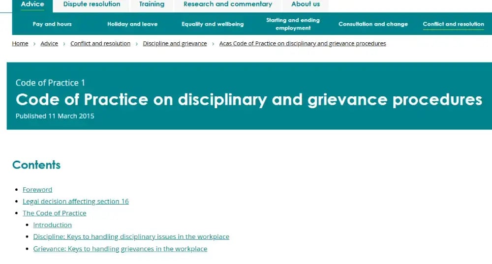 acas Code of Practice on disciplinary and grievance procedures acas Code of Practice on disciplinary and grievance procedures