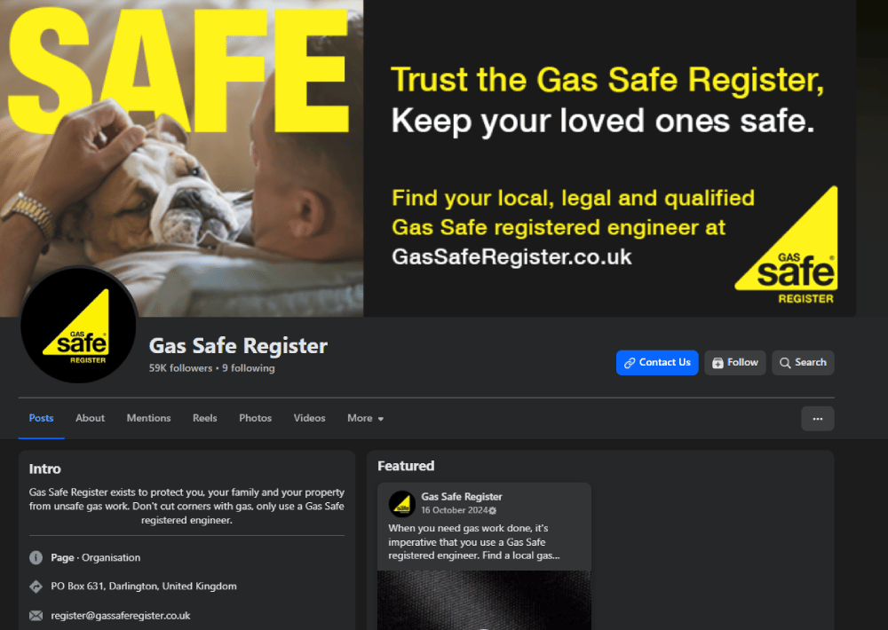 gas safe register fb page