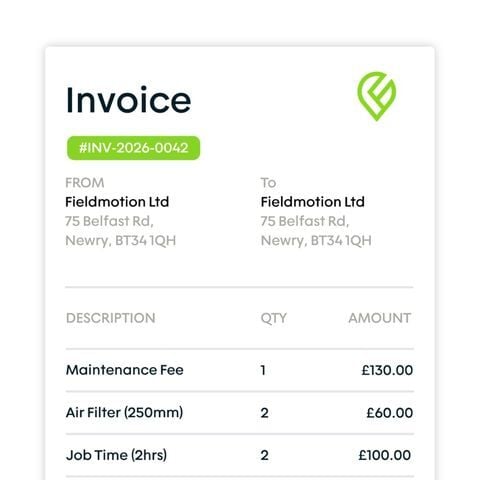 invoice from a completed job