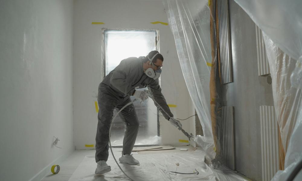 man working wearing safety mask