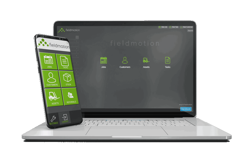 Fieldmotion software on laptop and mobile