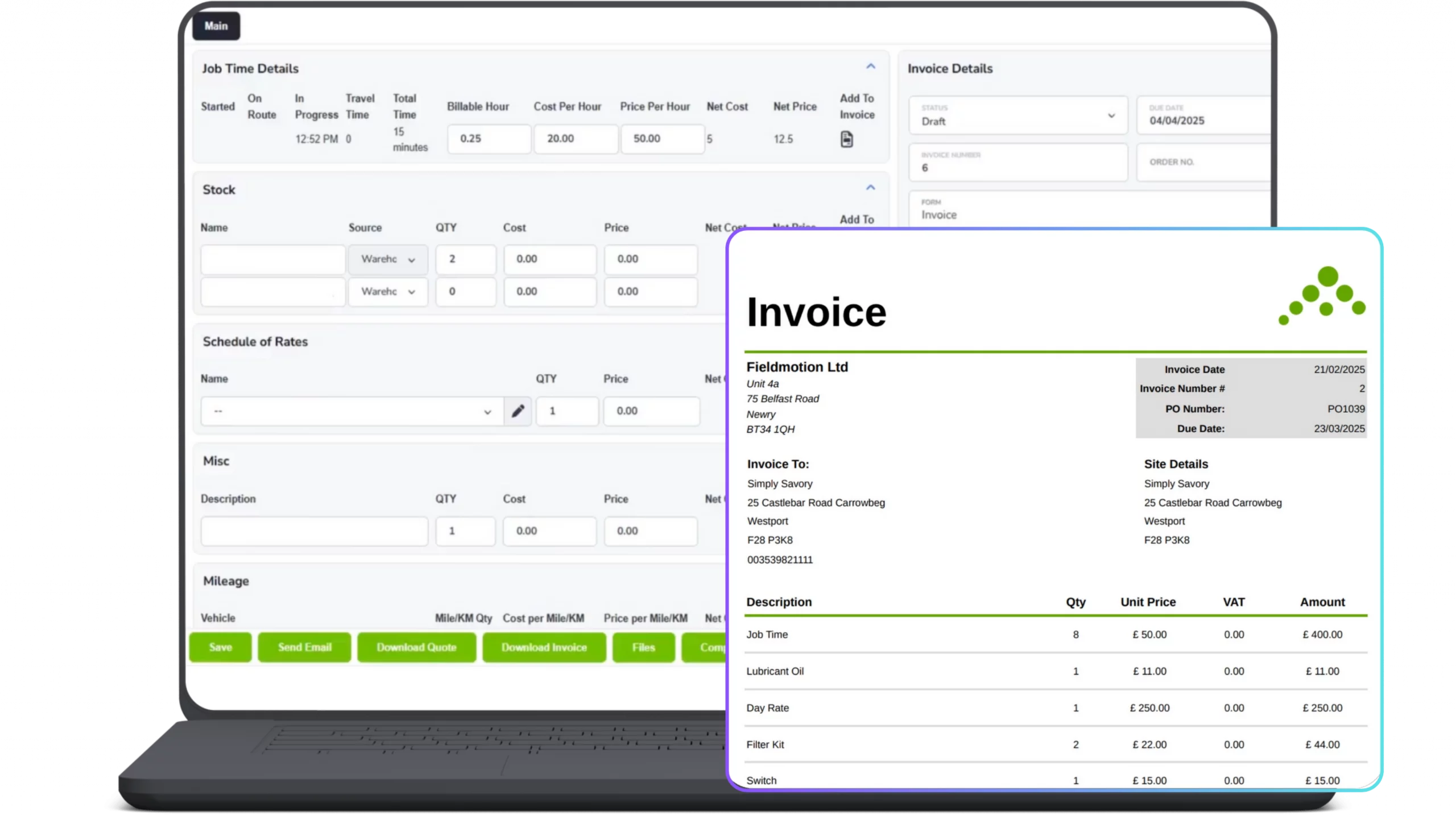 Invoicing with Fieldmotion